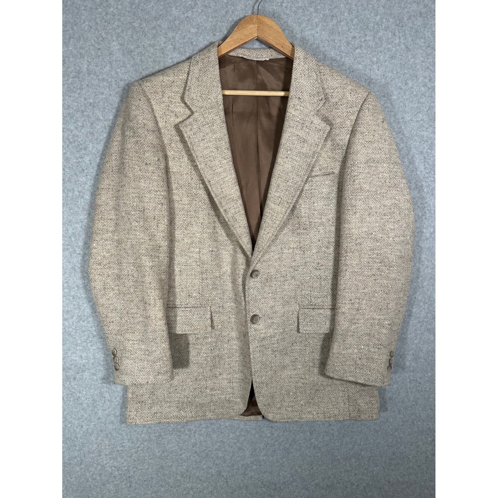 VTG 90s Levi Strauss Tailored Classics Blazer Men 40R Beige Wool Herringbone USA